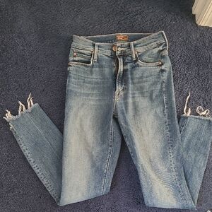 Mother Jeans Stunner Zip Ankle Step Fray In Walking On Coals Size 24